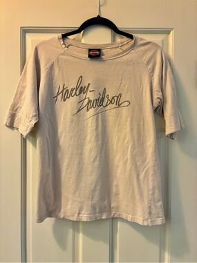 Harley Davidson Beige Cursive Graphic Tee XL Clearwater Beach Florida